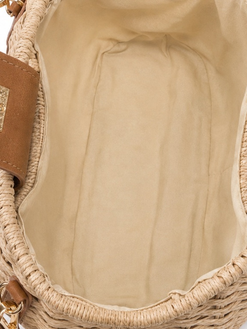Positano Woven Crossbody straw Bag
 with Leather Trim - Natural - Picture 4 of 4